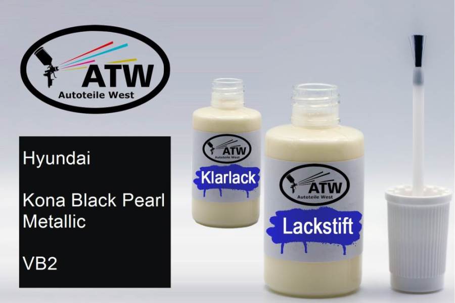 Hyundai, Kona Black Pearl Metallic, VB2: 20ml Lackstift + 20ml Klarlack - Set, von ATW Autoteile West.